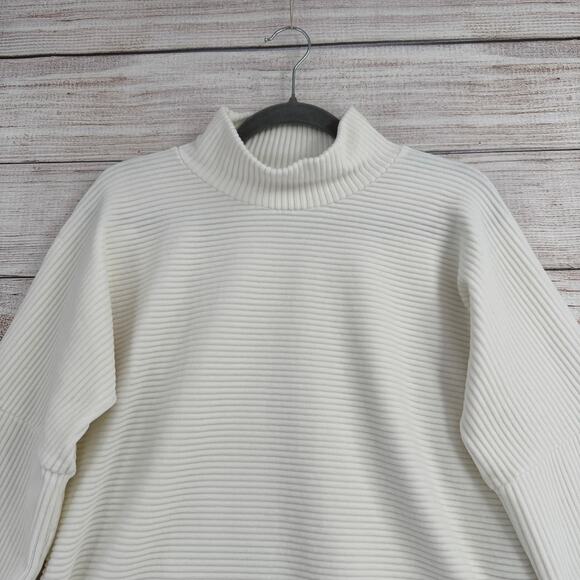 Madewell Texture & Thread Velour Corduroy Mockneck Top Womens Small Ivory White - Picture 3 of 13